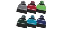 Tri Tone Pom Cuff Beanie