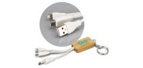 Bamboo Charging Cable Key Ring - Rectangle