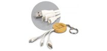 Bamboo Charging Cable Key Ring - Round