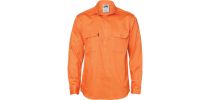 Close Front Cotton Drill Shirt - Long Sleeve