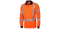 HiVis Segmented Tape X Back Polo - Long Sleeve