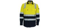 HiVis 2Tone L/W Cotton Bio-motion & "X" Back Shirt With CSR R/Tape - Long Sleeve