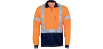 HiVis D/N Cool Breathe Polo Shirt with Cross Back R/Tape - Long Sleeve
