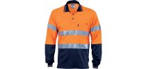 Hi Vis Two Tone Cotton Back Polos with Generic R.Tape - Long Sleeve