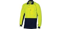 HiVis Cotton Backed Cool-Breeze Contrast Polo - long Sleeve