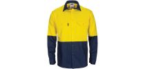 HiVis L/W Cool-Breeze T2 Vertical Vented Cotton Shirt with Gusset Sleeves - Long Sleeve