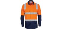 HiVis Two Tone Cool-Breeze Cotton Shirt with Hoop & Shoulder CSR Reflective Tape - Long Sleeve