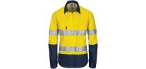 Ladies HiVis 3 Way Cool-Breeze Cotton Shirt with Gusset Sleeve, 3M R/Tape - Long Sleeve