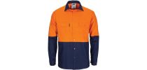HiVis R/W Cool-Breeze T2 Vertical Vented Cotton Shirt with Gusset Sleeves - Long Sleeve