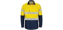 HiVis R/W Cool-Breeze T2 Vertical Vented Cotton Shirt with Gusset Sleeves, Generic R/Tape - Long Sleeve