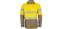 HiVis L/W Cool-Breeze T2 Vertical Vented Cotton Shirt with Gusset Sleeves. Generic Tape - Long sleeve