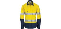 Ladies HIVIS Cool-Breeze Cotton Shirt with CSR R/Tape - Long Sleeve