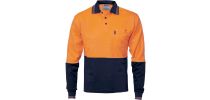 Cotton Back HiVis Two Tone Fluoro Polo - Long Sleeve