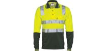 Cotton Back HiVis Two Tone Polo Shirt with CSR R/ Tape - Long Sleeve