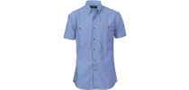 Cotton Chambray Shirt , Twin Pocket - Short Sleeve