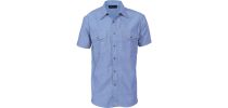 Mens Twin Flap Pocket Cotton Chambray - Short Sleeve