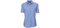 Ladies Cotton Chambray Shirt - Short Sleeve