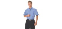 Polyester Cotton Chambray Business Shirt - Short Sleeve