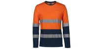 Hi Vis (D+N) LONG SLEEVE CREW NECK COTTON T-SHIRT