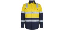 JBs Hi Vis (D+N) Long Sleeve 150g Level 3 Work Shirt