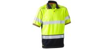 Taped Hi Vis Polyester Mesh Polo - Yellow/Navy