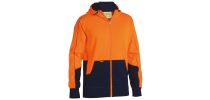 Hi Vis Zip Front Fleece Hoodie - Orange/Navy