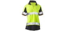 Women's Taped Two Tone SS Hi Vis V -Neck Polo - Yellow/Navy