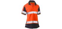 Women's Taped Two Tone SS Hi Vis V -Neck Polo - Orange/Navy