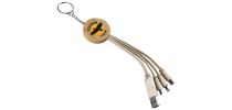 Round Bamboo Charging Cable Key Ring