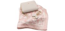 Set Cacharel Light Pink (key Ring, Mini Wallet & Silk Scarf)
