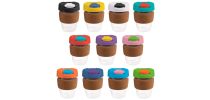 12oz/340ml Clear Plastic Karma Kup Cork Band Plastic Flip Lid