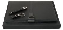Set Pure Leather Black  (ballpoint Pen, Folder A4 & Key Ring)