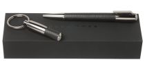 Set Pure Leather Black  (ballpoint Pen & Key Ring)