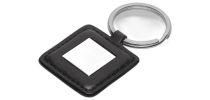 Keyring Square Metal Leather Look