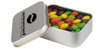 Assorted Fruit Skittles in Silver Rectangular Tin
