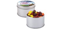 Assorted Fruit Skittles in Silver Round Tin