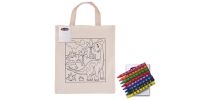 Colouring Calico Short Handle Bag with Crayons