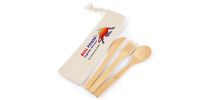 Miso Bamboo Cutlery Set in Calico Pouch