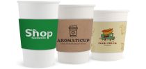 Home Compostable Aqueous Single Wall Paper Cups with Cup Sleeve