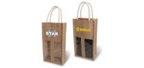 Jute Double Wine Carrier with Window