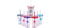 16oz Plastic Cups with Lids & Straws