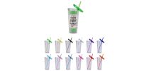 24oz Plastic Cups with Lids & Straws