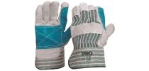 Green/Grey Stripe Heavy Duty Cow Split Glove
