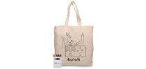 Squiggle Calico Bag with gusset + Crayon set
