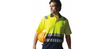 Unisex Adults Hi-Vis Polyface / Cotton Back Polo With Reflective Tape