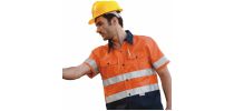 Unisex Adults Hi-Vis S/S Cotton Drill Shirt With Reflective Tape