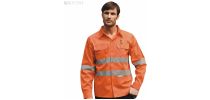 Unisex Adults Hi-Vis L/S Cotton Drill Shirt With Reflective Tape