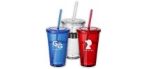 Double-Walled Tumbler with Straw