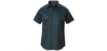 Mens Foundations Cotton Drill Closed Front Short Sleeve Shirt