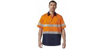 Mens Short Sleeve Hi Vis 2 Tone Taped Vented Shirt